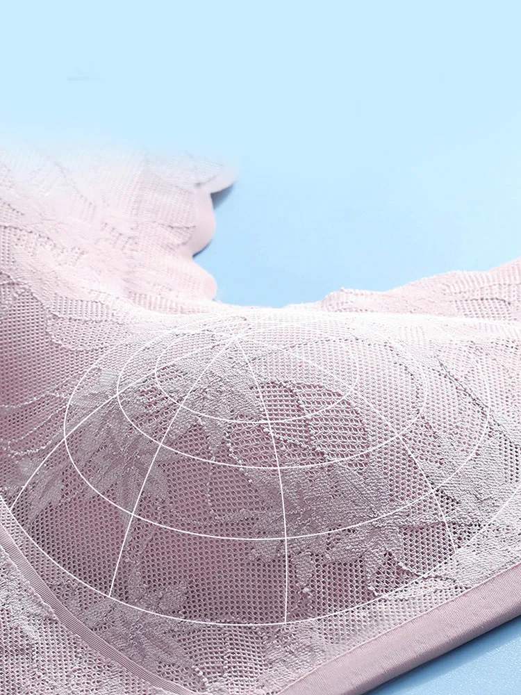 Seamless Lace Wireless Bra with Wide Straps