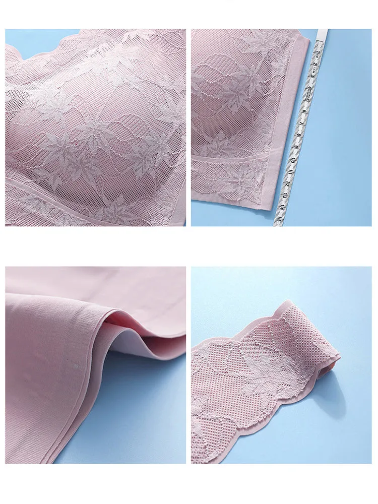 Seamless Lace Wireless Bra with Wide Straps