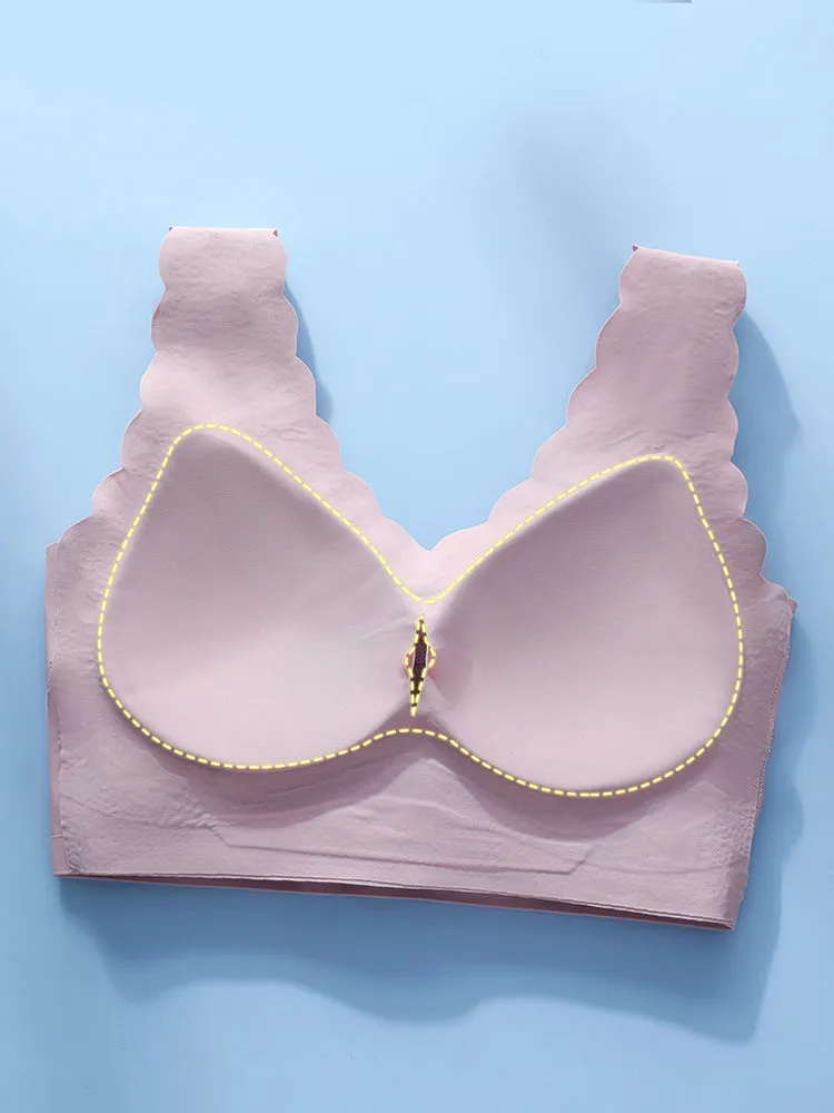 Seamless Lace Wireless Bra with Wide Straps