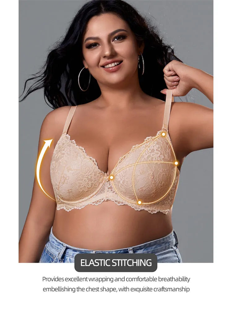 Sexy Lace Push Up Minimizer Bra with Underwire