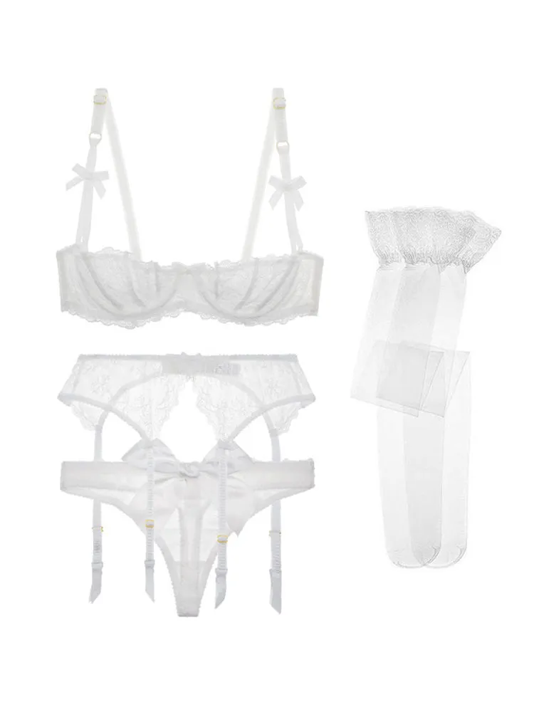 Sexy Soft Lace Push Up Lingerie Set Demi Cup Bras