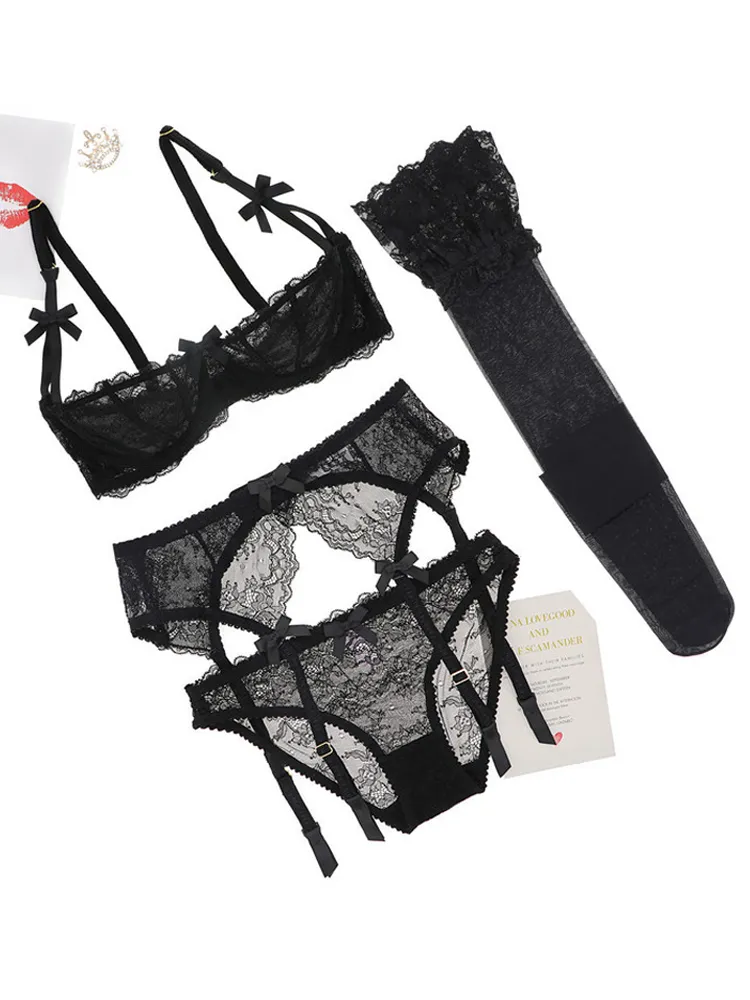 Sexy Soft Lace Push Up Lingerie Set Demi Cup Bras