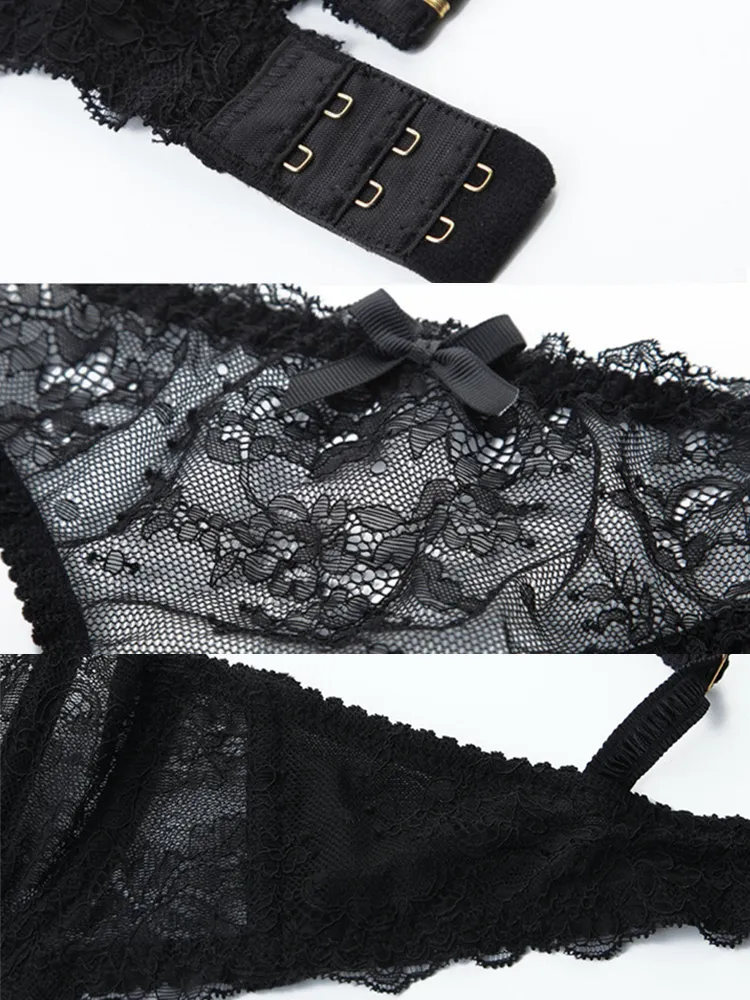 Sexy Soft Lace Push Up Lingerie Set Demi Cup Bras