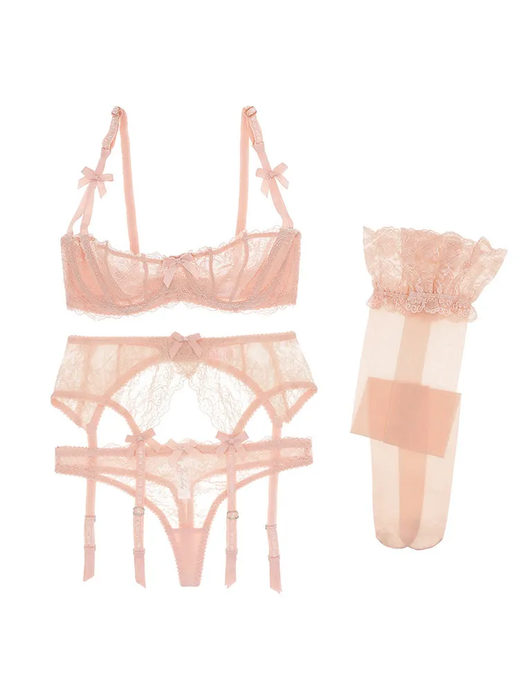 Sexy Soft Lace Push Up Lingerie Set Demi Cup Bras