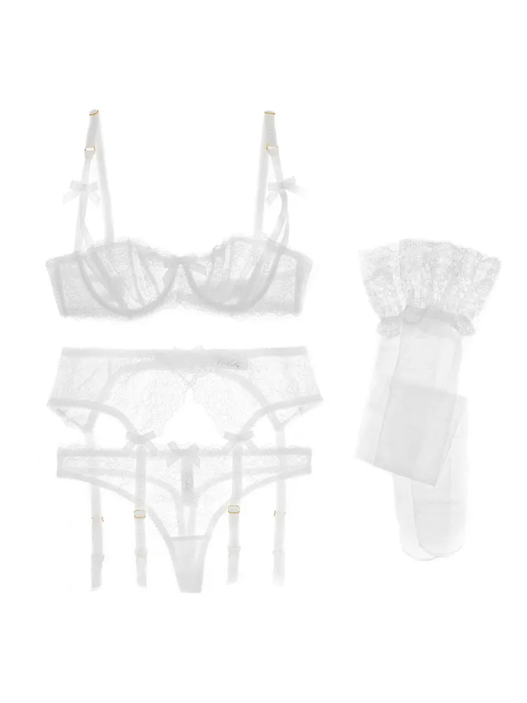 Sexy Soft Lace Push Up Lingerie Set Demi Cup Bras