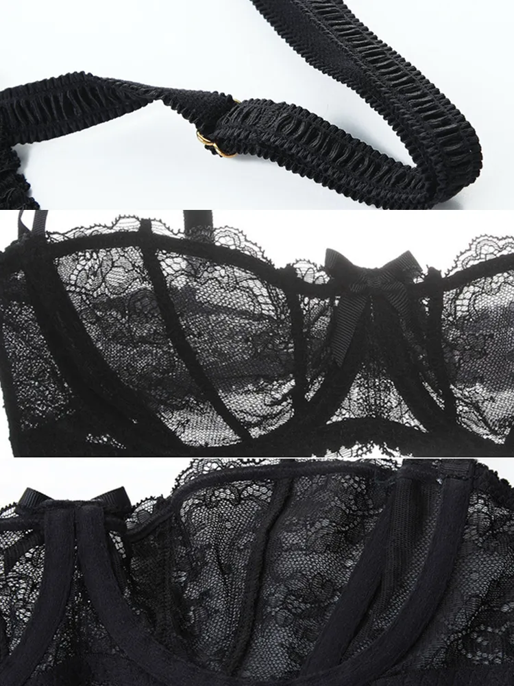 Sexy Soft Lace Push Up Lingerie Set Demi Cup Bras