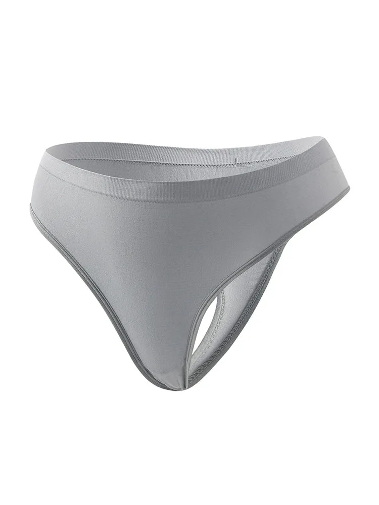 Sexy Solid Color Plus Size Sports T-back Briefs