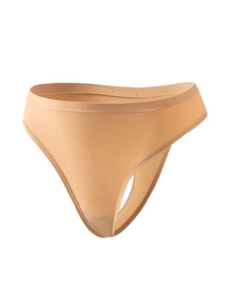 Sexy Solid Color Plus Size Sports T-back Briefs