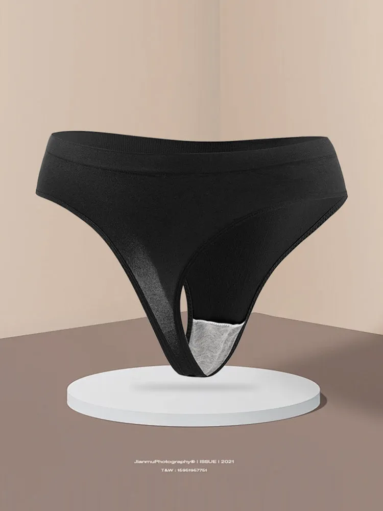 Sexy Solid Color Plus Size Sports T-back Briefs