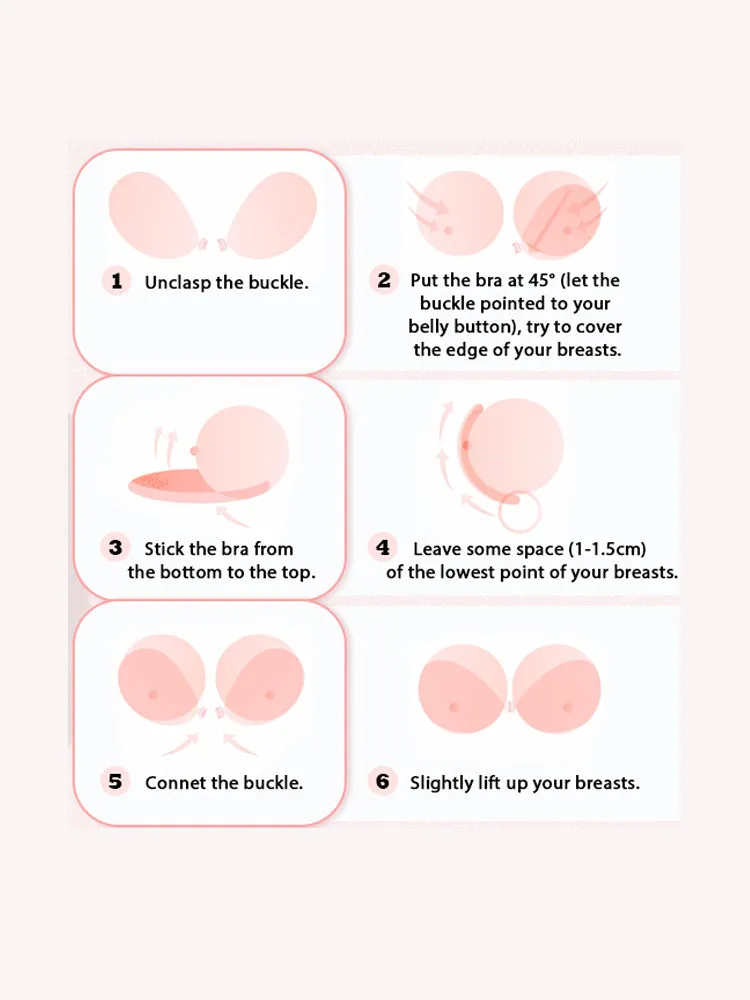 Silicone Reusable Strapless Self Push-up Invisible Sticky Adhesive Bra