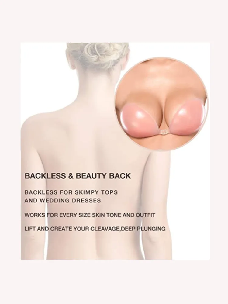 Silicone Reusable Strapless Self Push-up Invisible Sticky Adhesive Bra