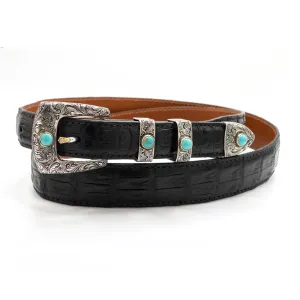 Silver King Santa Cruz w/ Turquoise & 14k Gold Buckle Set 1.0