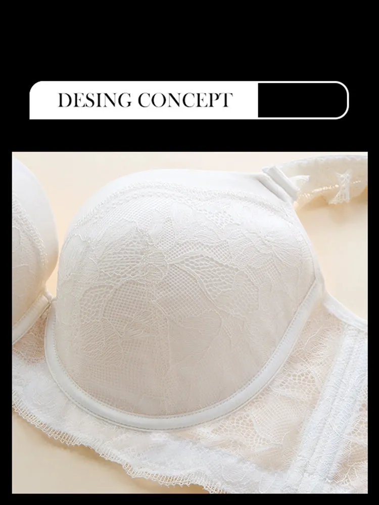 Solid Color Lace Push Up Minimizer Bra