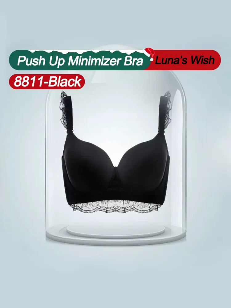 Solid Color Lace Push Up Minimizer Bra