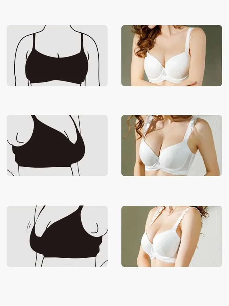 Solid Color Lace Push Up Minimizer Bra