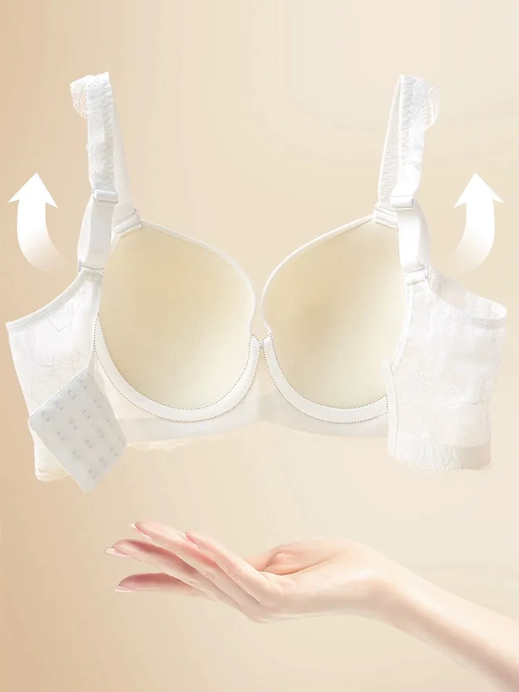 Solid Color Lace Push Up Minimizer Bra