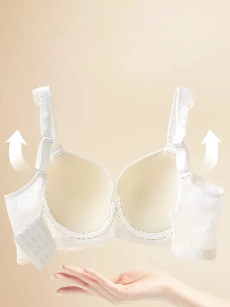 Solid Color Lace Push Up Minimizer Bra