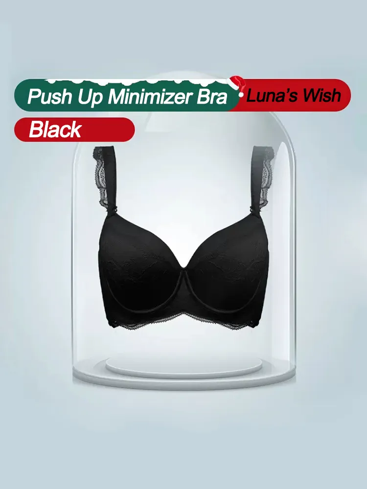 Solid Color Lace Push Up Minimizer Bra