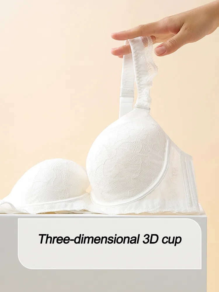 Solid Color Lace Push Up Minimizer Bra