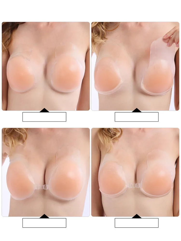 Sticky Adhesive Silicone Push Up Invisible Lifting Strapless Bra