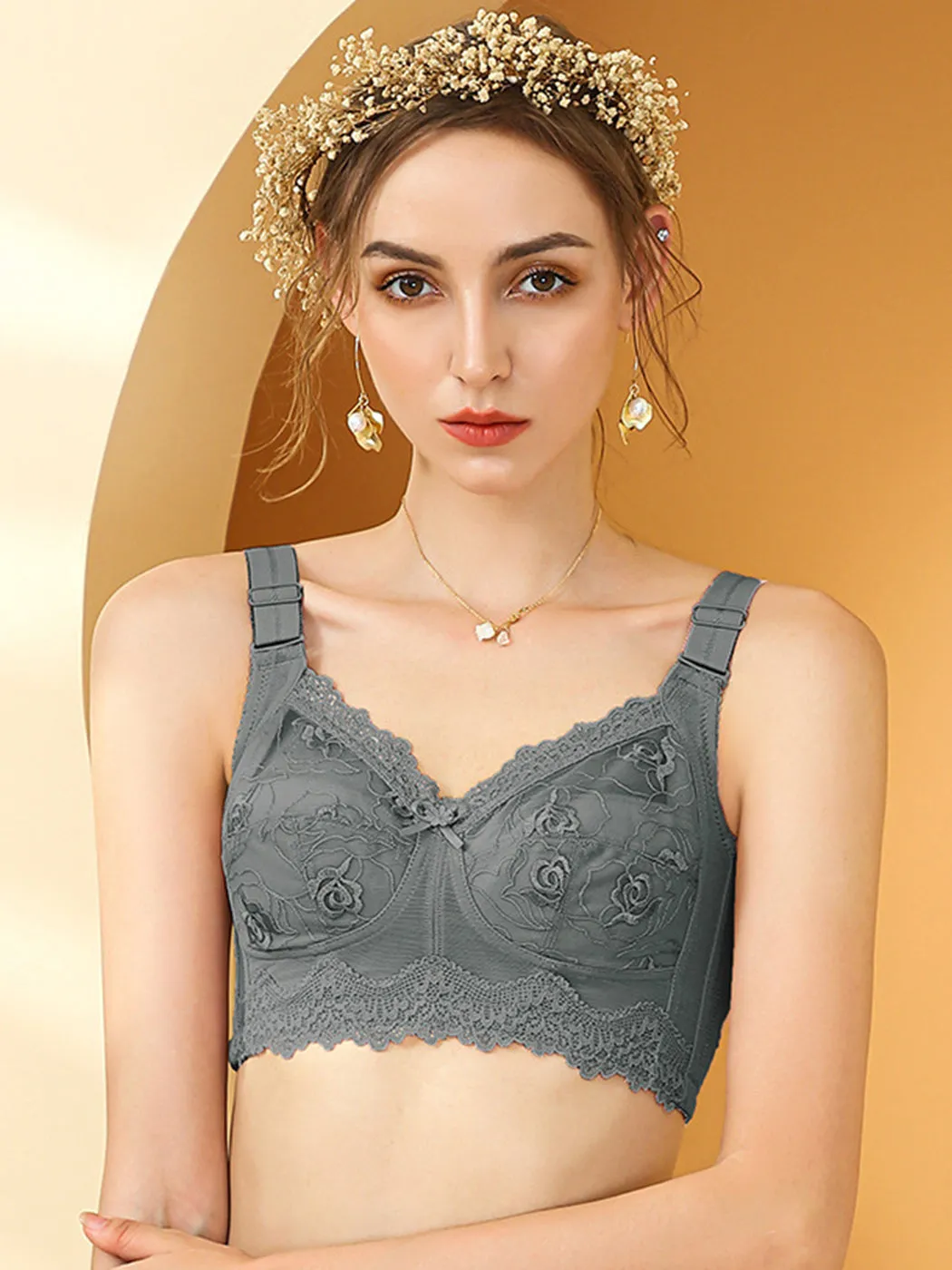 Ultra Thin Lace Sexy Wireless Minimizer Bra