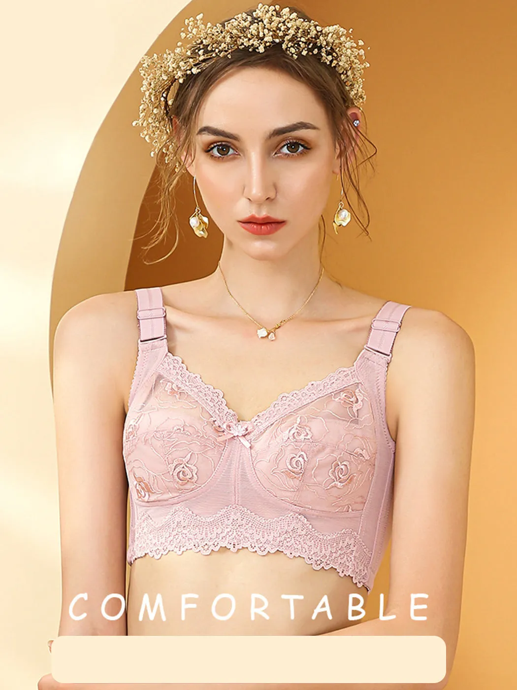 Ultra Thin Lace Sexy Wireless Minimizer Bra