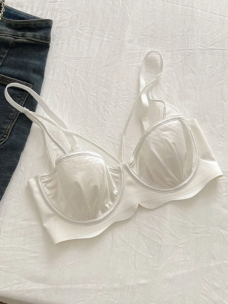 Underwired Strappy Satin Push-Up Bra