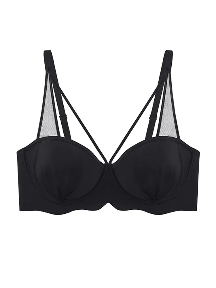 Underwired Strappy Satin Push-Up Bra