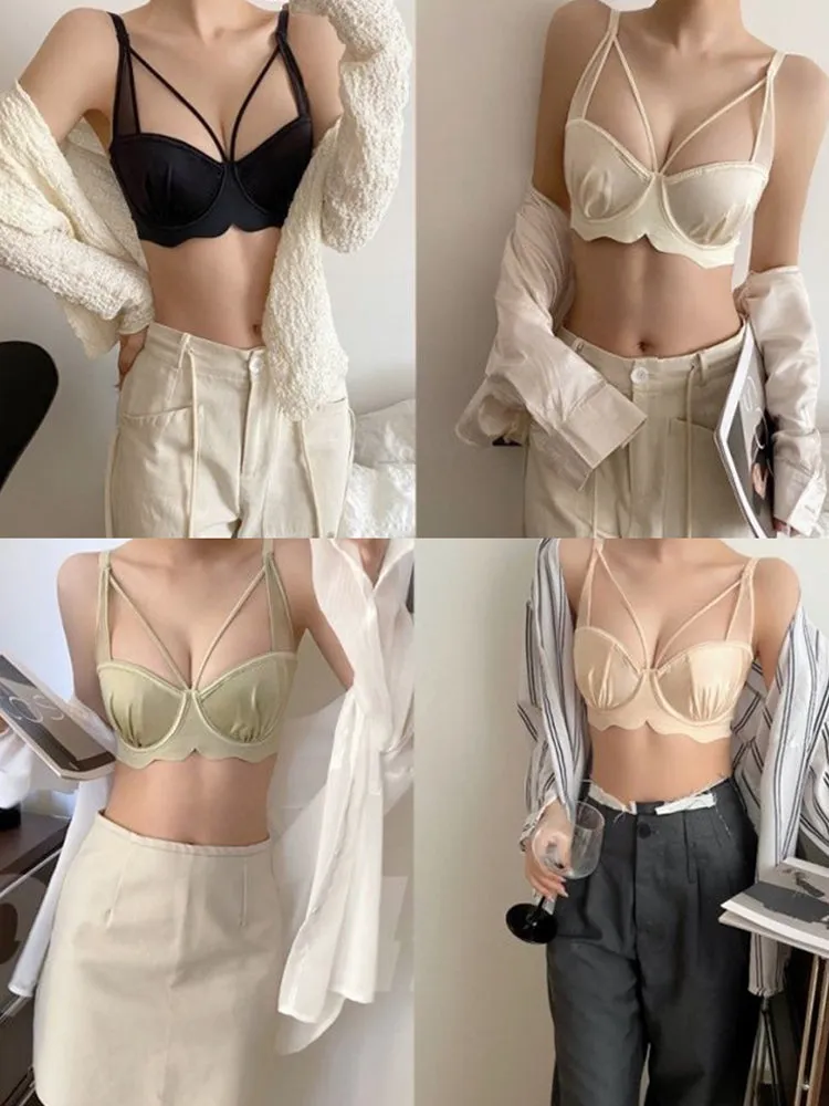 Underwired Strappy Satin Push-Up Bra