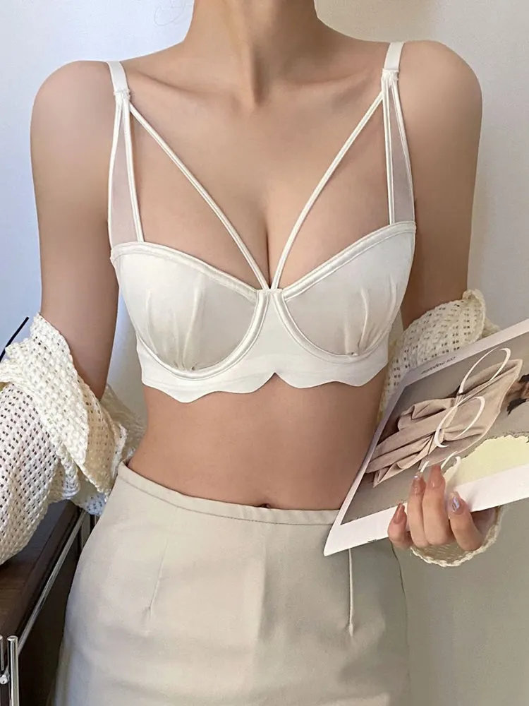 Underwired Strappy Satin Push-Up Bra