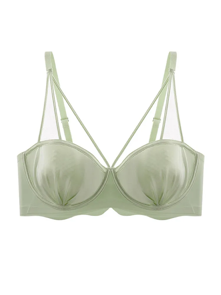 Underwired Strappy Satin Push-Up Bra