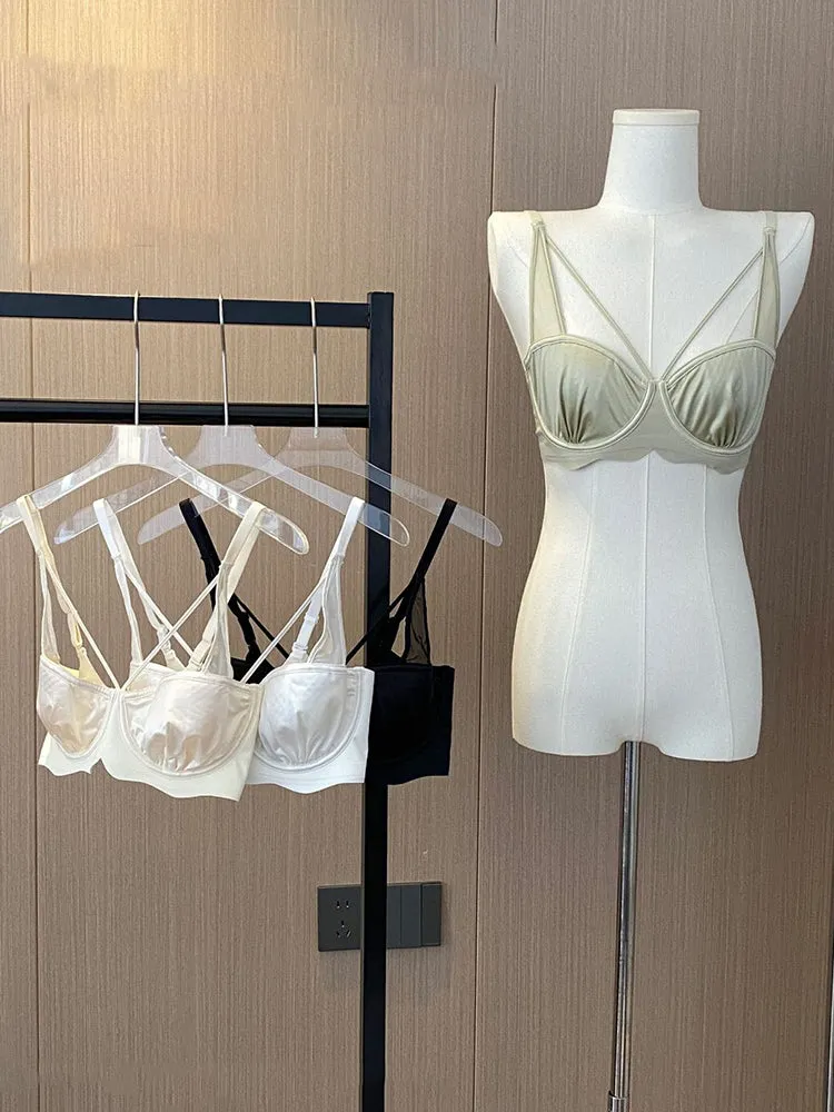 Underwired Strappy Satin Push-Up Bra
