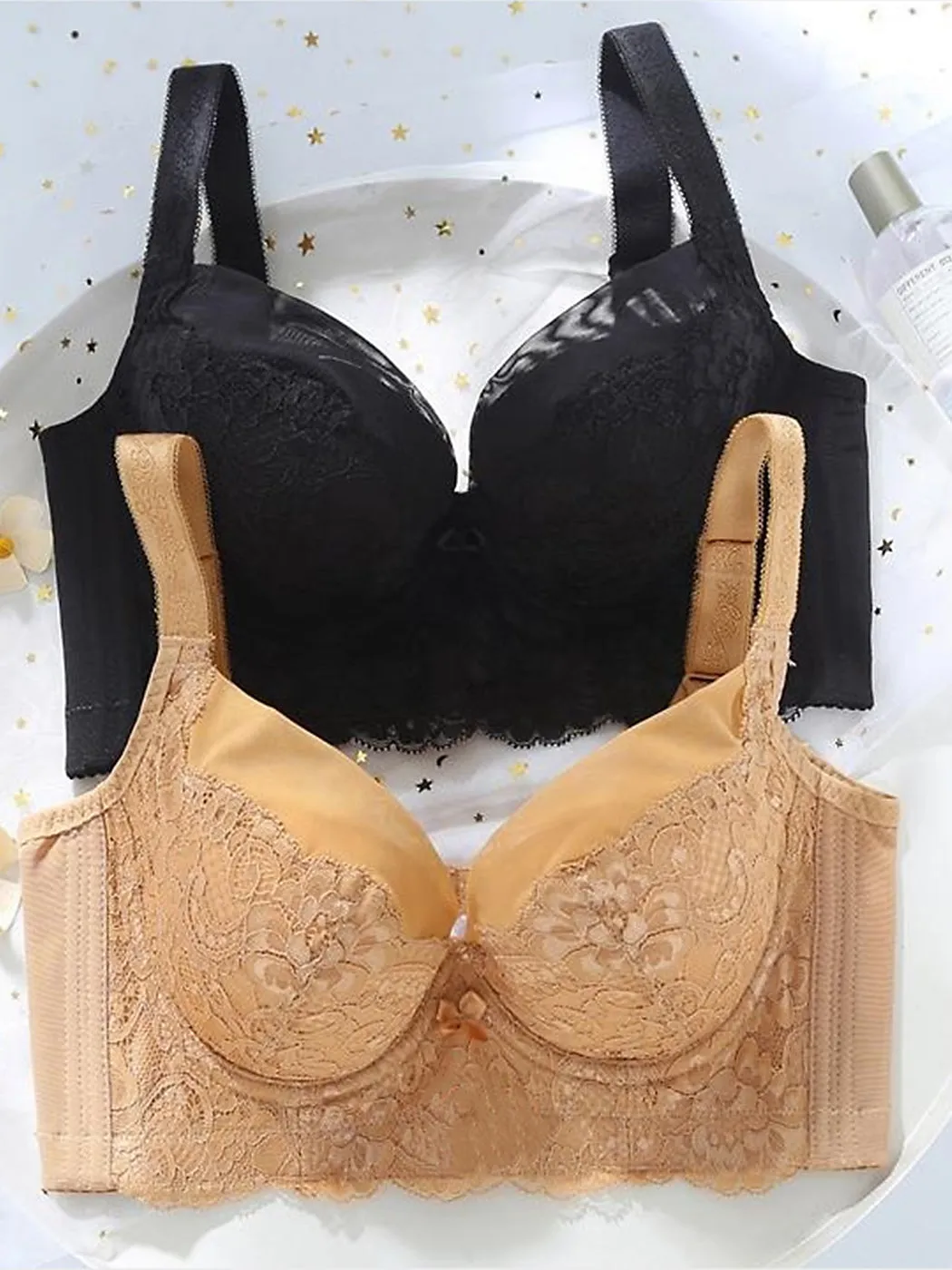 V-Neck Push-Up Side Support Bra with Underwire