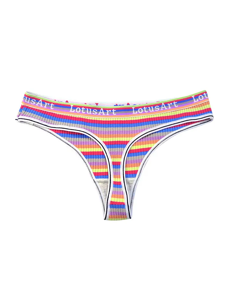 Women's Colorful Striped Thread Thong