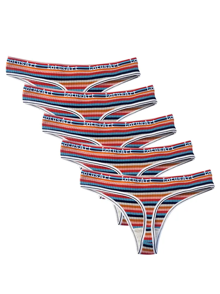Women's Colorful Striped Thread Thong