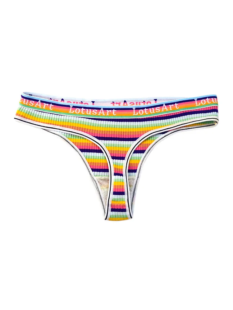 Women's Colorful Striped Thread Thong
