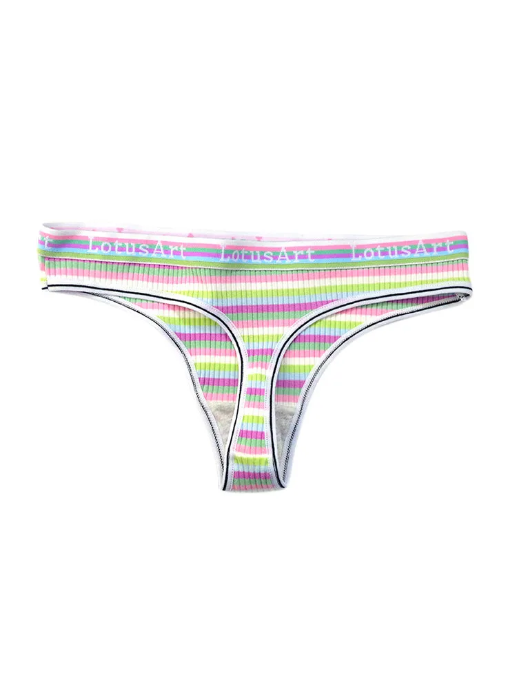 Women's Colorful Striped Thread Thong