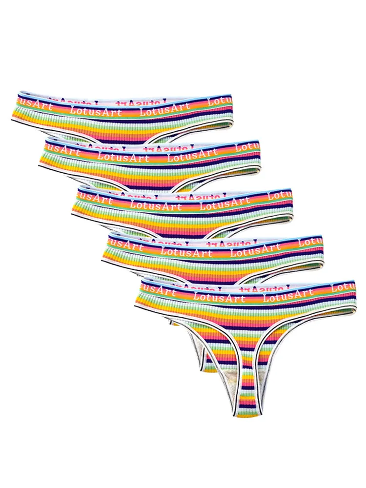 Women's Colorful Striped Thread Thong