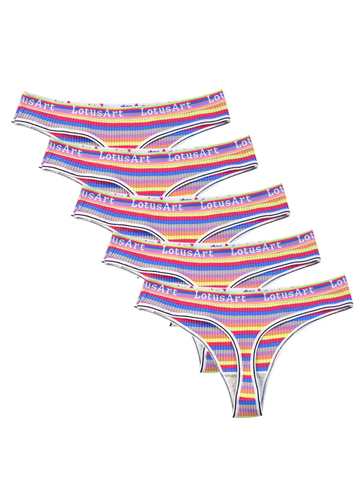 Women's Colorful Striped Thread Thong