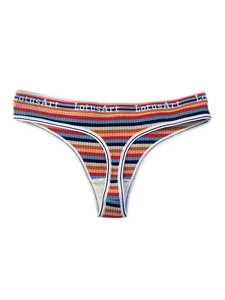 Women's Colorful Striped Thread Thong