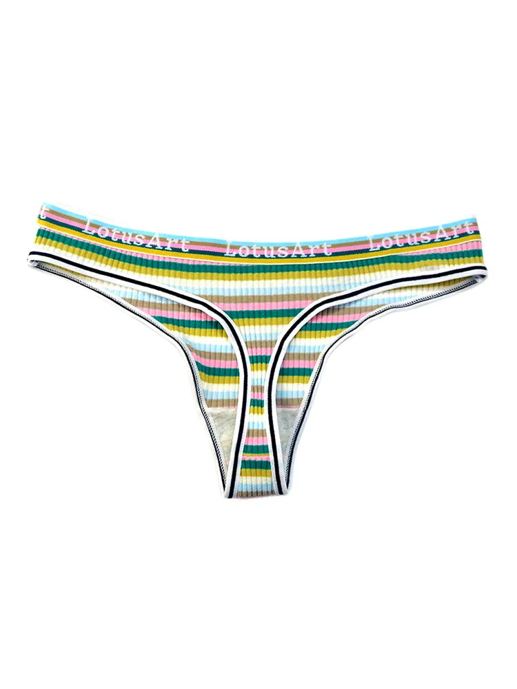 Women's Colorful Striped Thread Thong