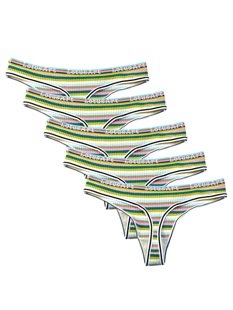 Women's Colorful Striped Thread Thong