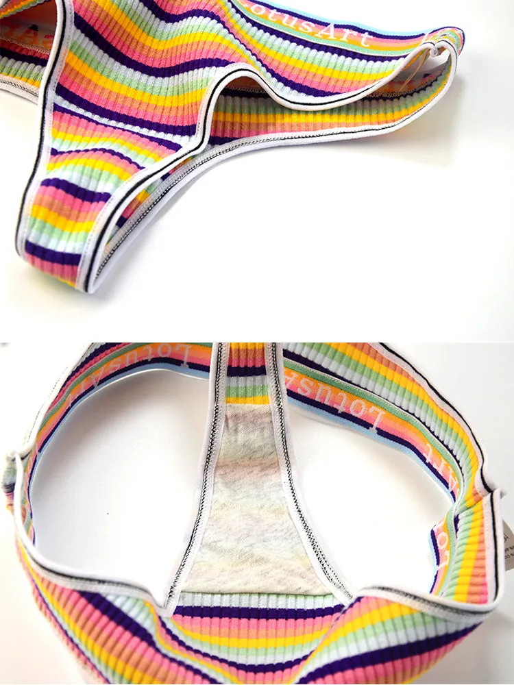 Women's Colorful Striped Thread Thong