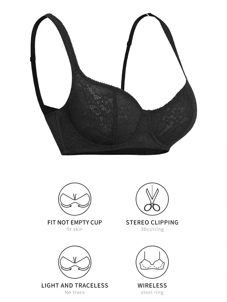 Women's Lace Unlined Push Up Underwire Bra