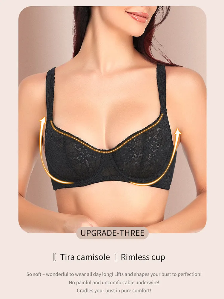 Women's Lace Unlined Push Up Underwire Bra