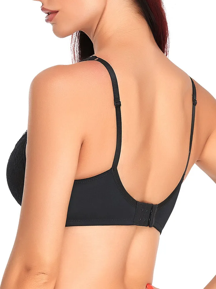 Women's Lace Unlined Push Up Underwire Bra