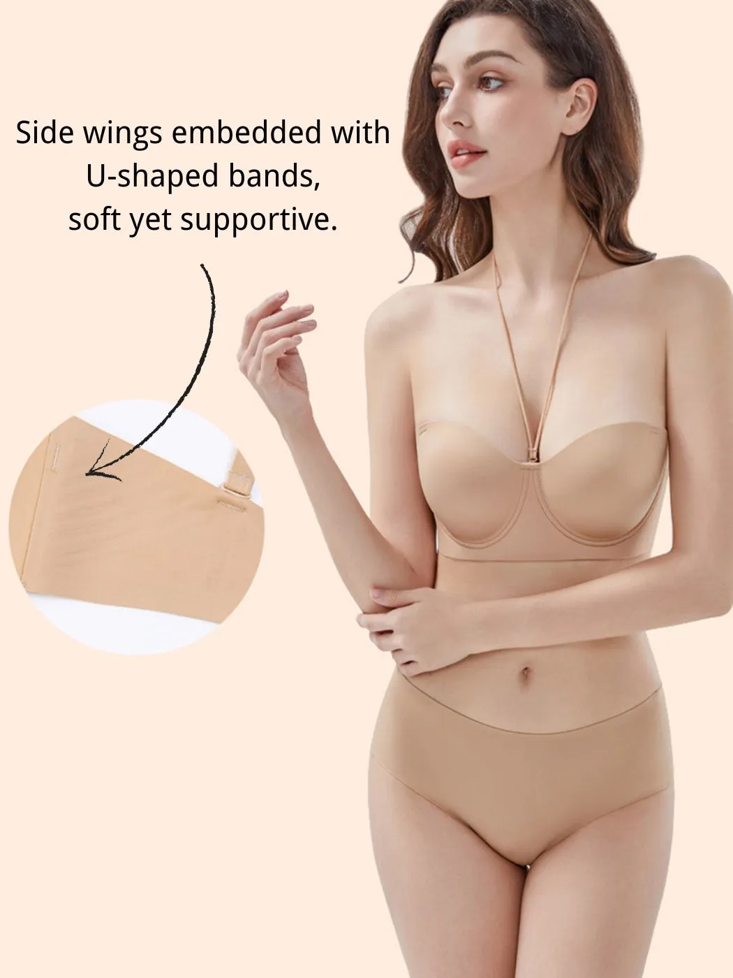 Women's Plus Size Halter Neck Strapless Bra – Non-Slip Push-Up Lift