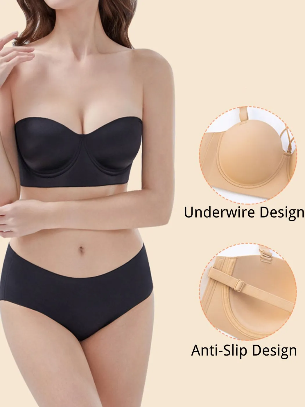 Women's Plus Size Halter Neck Strapless Bra – Non-Slip Push-Up Lift