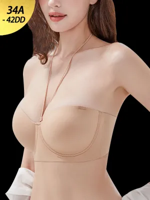 Women's Plus Size Halter Neck Strapless Bra – Non-Slip Push-Up Lift
