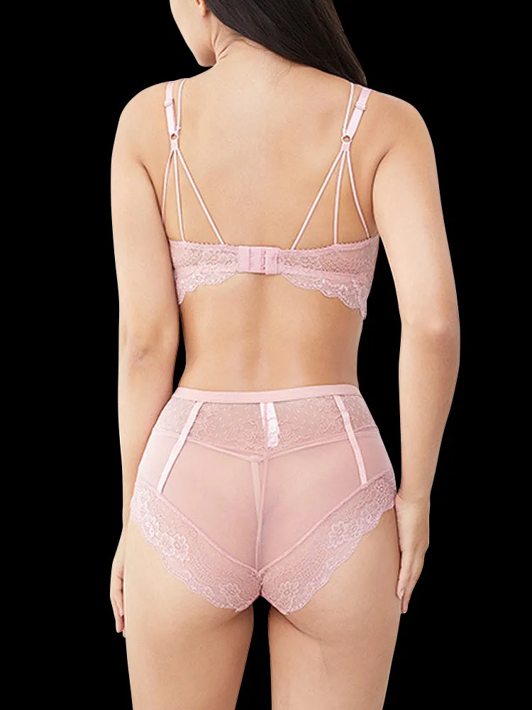 Women's Push Up Sexy Lace Lingerie Bra and Sheer Panties